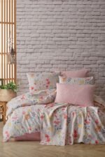 Ranforce Çift Kişilik Nevresim Takımı Garden Pembe