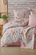 Ranforce Çift Kişilik Puff Pike Takımı - Garden Pembe - Görsel 2