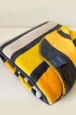 İyi Geceler İstanbul In Line Tek Kişilik Pamuk Battaniye Sarı 150x200 Cm