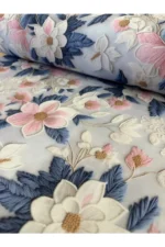 Çiçek Desenli Dijital Baskı 3D Akfil Kumaş %100 Pamuk Poplin Eni 240cm